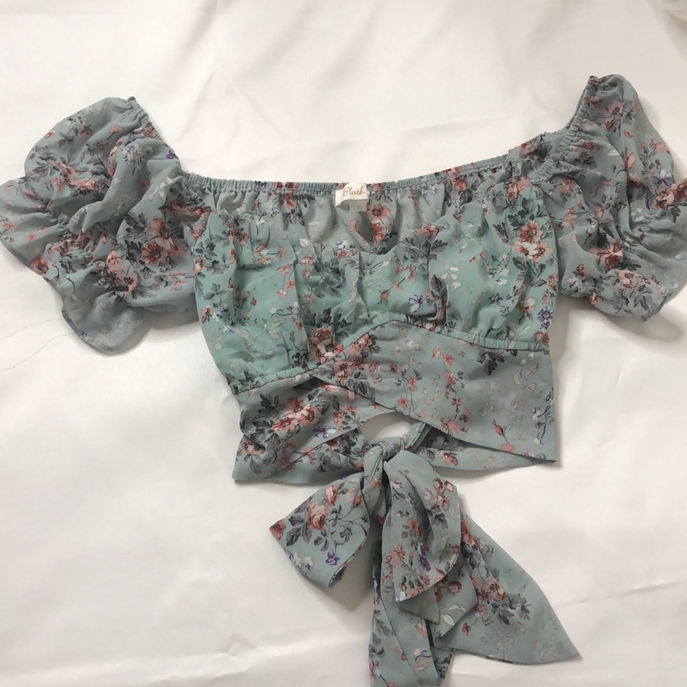 Light blue crop top (floral)